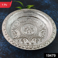 Traditional Silver Finish Plastic Pooja Thali (1 Pc) - justgrabit.in | Just Grab It