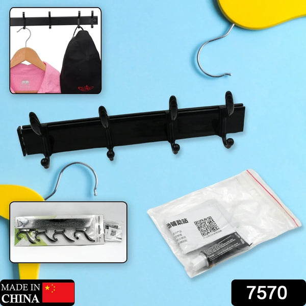 Extra Long 4 - Hook Wall Coat Hanger with Eco Adhesive - Justgrabit Inc.