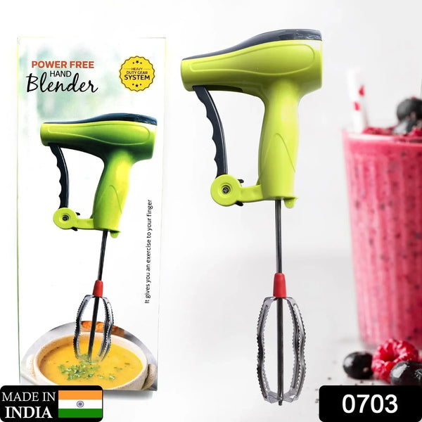 Power Free Manual Hand Blender with Stainless Steel Blades, Milk Lassi Maker, Egg Beater Mixer Rawai - justgrabit.in | Just Grab It