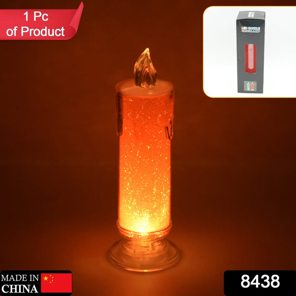 Red LED Flameless Candles Battery Operated Pillar Candles Flickering Realistic Decorative Lamp Votive Transparent Flameless Ornament Tea Party Decorations for Hotel, Scene,Home Decor, Restaurant, Diwali Decoration Candle Crystal Lamp, Diwali (1 Pc) - justgrabit.in | Just Grab It
