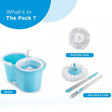 Plastic Spinner Bucket Mop 360 Degree Self Spin Wringing with 2 Absorbers for Home and Office Floor Cleaning Mops Set - Justgrabit Inc.