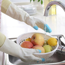 Reusable Rubber Latex PVC Flock lined Elbow Length Hand Gloves cleaning gloves - Justgrabit Inc.