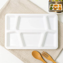 Plastic Multi - Compartment Rectangular Meal Serving Tray / Plate (1 Pc / White) - justgrabit.in | Just Grab It