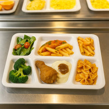 Plastic Multi - Compartment Rectangular Meal Serving Tray / Plate (1 Pc / White) - justgrabit.in | Just Grab It