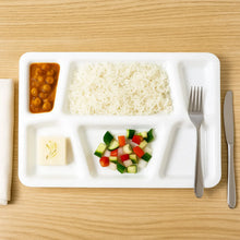 Plastic Multi - Compartment Rectangular Meal Serving Tray / Plate (1 Pc / White) - justgrabit.in | Just Grab It