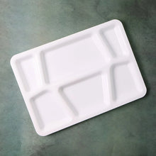 Plastic Multi - Compartment Rectangular Meal Serving Tray / Plate (1 Pc / White) - justgrabit.in | Just Grab It