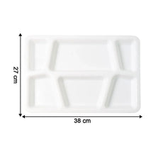 Plastic Multi - Compartment Rectangular Meal Serving Tray / Plate (1 Pc / White) - justgrabit.in | Just Grab It