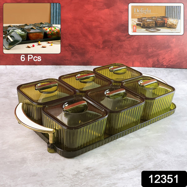 Liger Multipurpose Transparent Spice Jar Set with Tray and Lids 400ML Approx (6 Pc) - justgrabit.in | Just Grab It