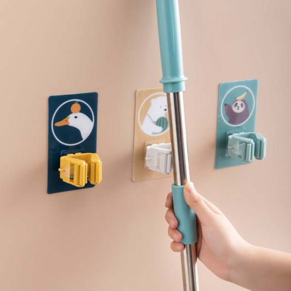 Magic Sticker Series Self Adhesive Mop and Broom Holder - justgrabit.in | Just Grab It