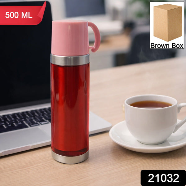 Insulated Travel Mug Bottle with Handle Lid (500 ML) - justgrabit.in | Just Grab It