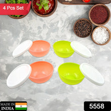 Multipurpose Small Round Plastic Bowl / Katori With Lid, Microwave Safe Reusable Lightweight Bowl, Dishwasher Safe Chutney Bowl (4 Pcs Set) - Justgrabit Inc.