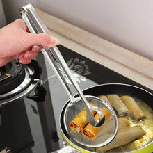 2In1 Stainless Steel Filter Spoon with Clip Food Kitchen Oil - Frying Multi - Functional - Justgrabit Inc.