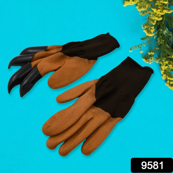 Garden Farming Gloves With Hand Fingertips & Plastic Claws (1 Pair) - Justgrabit Inc.