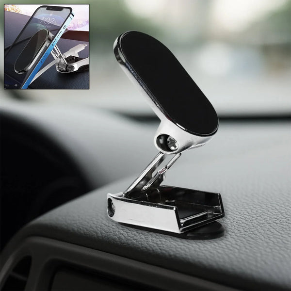 360° Rotating Magnetic Car Phone Holder in Metal (1 Pc, Folding) - justgrabit.in | Just Grab It