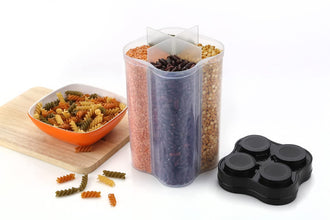 Plastic Lock Food Storage 4 Section Container Jar for Grocery, Fridge Container. - justgrabit.in | Just Grab It