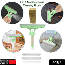 4 in 1 Multifunctional Glass Scraper, Window Glass Wiper with Watering Can, Silicon Cleaning Squeegee with Two Brush Heads, Practical Squeegee for Shower Doors, Windows, Tiles and Car Glass - Justgrabit Inc.