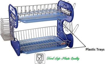 STAINLESS STEEL DRAIN BOWL STORAGE RACK HOLDER PLATE DISH CUTLERY CUP RACK WITH TRAY KITCHEN SHELF STAND - justgrabit.in | Just Grab It