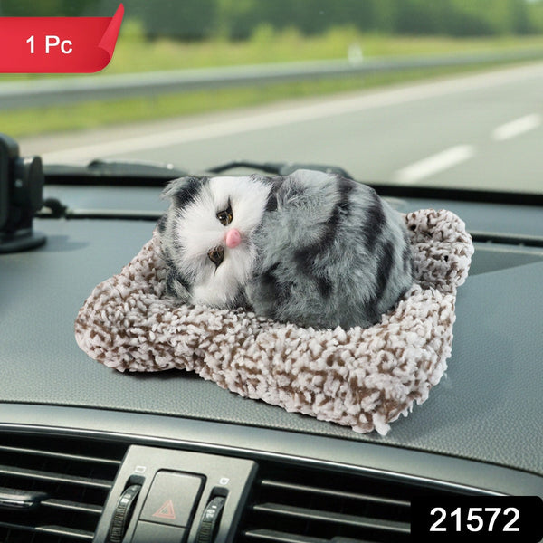 Soft Plush Cute Open - Eye Cat Car Dashboard Showpiece Toy (1 Pc) - justgrabit.in | Just Grab It