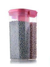 Plastic 2 Sections Air Tight Transparent Food Grain Cereal Storage Container (2 ltr) - Justgrabit Inc.
