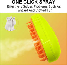 3 - in - 1 Cat Steamy Brush – Self - Cleaning Pet Grooming & Hair Removal Comb - Justgrabit Inc.