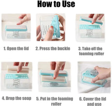 2 - in - 1 Portable Soap Dish & Dispenser: Roller, Drain Holes, Foaming - Justgrabit Inc.