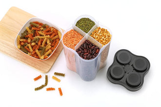 Plastic Lock Food Storage 4 Section Container Jar for Grocery, Fridge Container. - justgrabit.in | Just Grab It