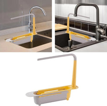 Telescopic Sink Storage Rack Material Kitchen Rag Rack Dishwashing Organizer Shelf Drain Basket Pp Under Sink Organizers ( Mic Color 1 Pc) - Justgrabit Inc.
