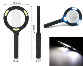 Magnifying Glass with 3 Led Light 3X Power and Rubberized Handle - Justgrabit Inc.