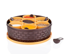 Round Plastic Masala Spice Box - Justgrabit Inc.