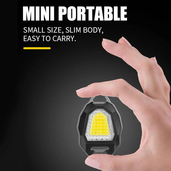 Triangular Camping Flashlight with Lighter – 6 Modes, 3 Colors, Waterproof, Magnetic Keychain - justgrabit.in | Just Grab It