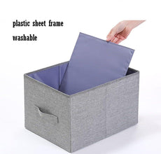 FOLDABLE STORAGE BOX WITH LID AND HANDLES, COTTON AND LINEN STORAGE BINS AND BASKETS ORGANIZER FOR NURSERY, CLOSET, BEDROOM, HOME - justgrabit.in | Just Grab It