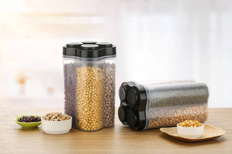 Plastic Lock Food Storage 4 Section Container Jar for Grocery, Fridge Container. - justgrabit.in | Just Grab It