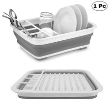 Collapsible Folding Silicone Dish Drying Drainer Rack with Spoon Fork Storage Holder - Justgrabit Inc.