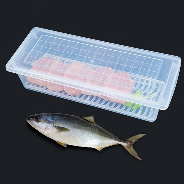 Food Storage Container with Removable Drain Plate and Lid, 1500 ml (Pack of 1 Pc) - Justgrabit Inc.