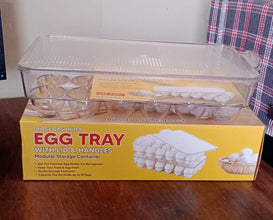Plastic 18 Cavity Egg Storage Box Or Egg Trays For Refrigerator With Lid & Handles High Quality, Rectangular Egg Tray Box For 18 Egg (1 Pc) - Justgrabit Inc.