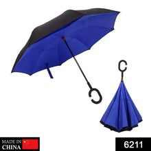 Plain design Windproof Upside Down Reverse Umbrella with C - Shaped Handle - Justgrabit Inc.