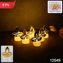 Golden Diya Shaped LED Tealight Candles (6 Pc) - justgrabit.in | Just Grab It