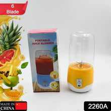 Portable Electric USB Juice Maker 6 blade Blender Grinder Mixer Personal Size, USB Rechargeable Mini Juicer for Smoothies and Shakes with Juicer Cup - 400ml - Justgrabit Inc.