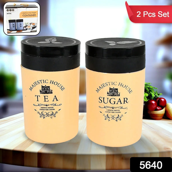 Accurate Seal Tea Sugar Coffee Container, Plastic Damru Shaped Tea, Coffee, Sugar Canisters Jar, New Airtight Food Seal Containers for Salt, Dry Fruit, Grocery 2 Section (800 ML Approx) - Justgrabit Inc.