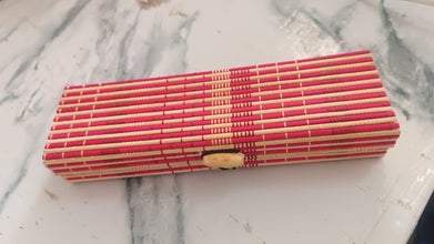 Multi - Purpose Handcrafted Bamboo Mat Style Pen Pencil & Makeup Box (1 Pc) - justgrabit.in | Just Grab It