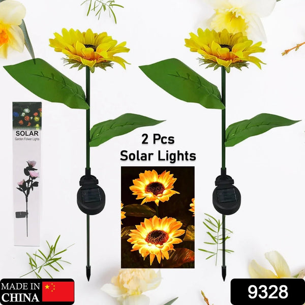 2 Pc Outdoor Solar Sunflower Lights Intelligent Light Control Waterproof Garden Landscape Stake Light - Justgrabit Inc.