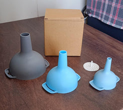 3 in 1 Kitchen Funnel Set of 3, Funnel for Filling Bottle, Small Canning Funnel with Handle, Food Grade Plastic Funnel with Detachable Strainer Filter for Liquid, Dry Ingredients, and Powder - Justgrabit Inc.