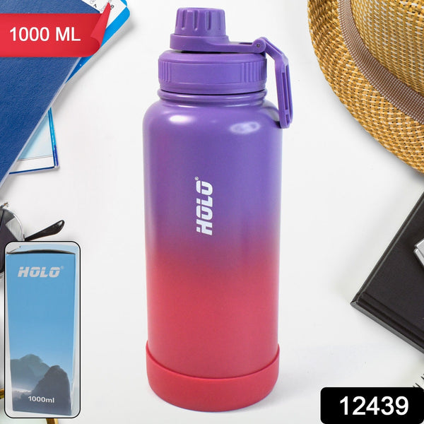 Two Tone Pink Stainless Steel Water Bottle | Copper Coated Vacuum Insulation (1000ml) - justgrabit.in | Just Grab It