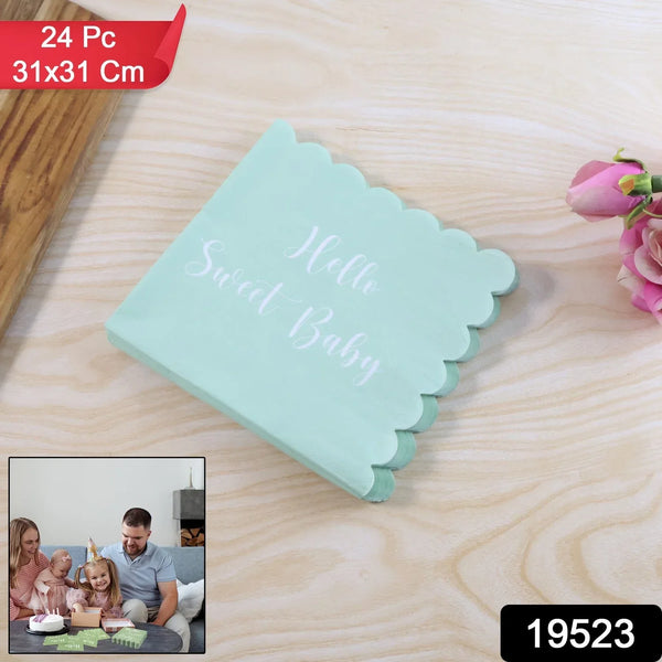 Hello Sweet Baby Party Paper Napkins (31 x 31 cm / 24 Pc) - justgrabit.in | Just Grab It