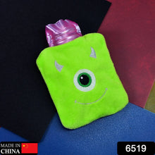 Green One - Eyed Monster Print Small Hot Water Bag with Cover for Pain Relief - Justgrabit Inc.