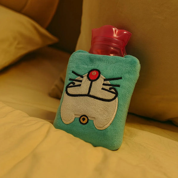 Doremon Cartoon Small Hot Water Bag with Cover for Pain Relief - Justgrabit Inc.