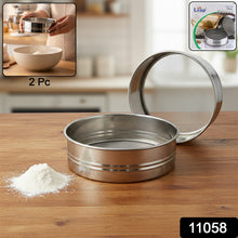 Stainless Steel Fine Mesh Atta Chalni Sieve Set (2 Pc Set) - justgrabit.in | Just Grab It