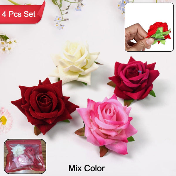 Colourful Flowing Flower Hair Pin (4 Pcs Set / Mix Color) - justgrabit.in | Just Grab It