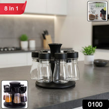 8 in 1 Revolving Plastic Spice Rack Set with Rotating Stand - justgrabit.in | Just Grab It