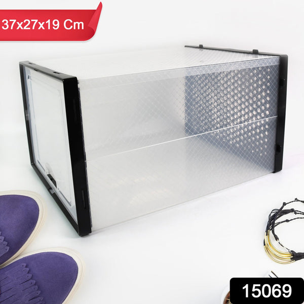 Big Plastic Stackable Shoe Storage Box (1 Pc / 37x27x19 Cm) - justgrabit.in | Just Grab It